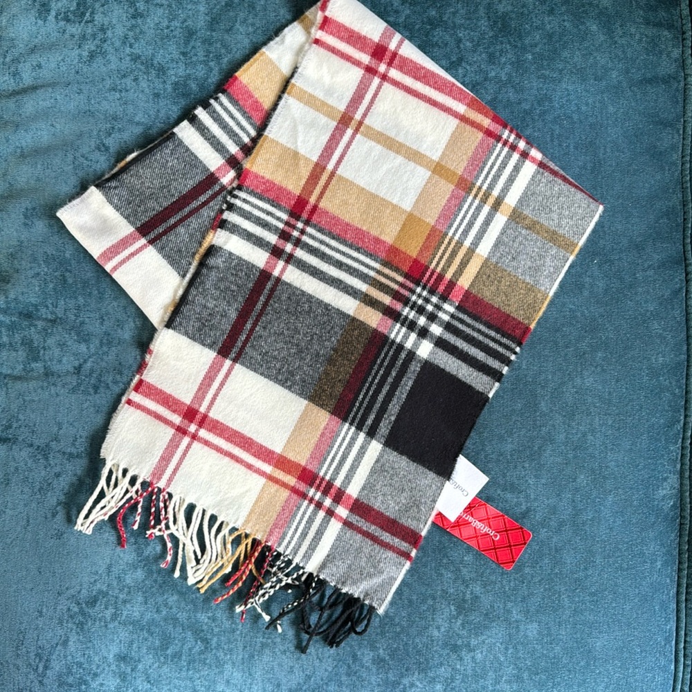 Plaid Scarf with Fringe